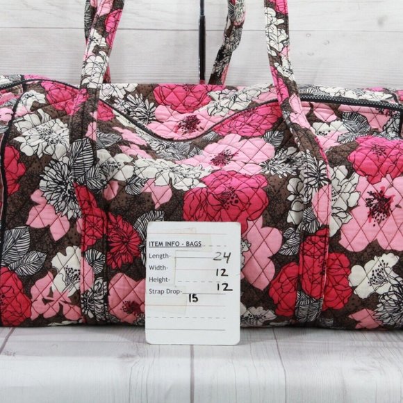 Vera Bradley Multicolor Floral Cotton Zip Top Quilted Travel Shoulder Duffle Bag - Picture 8 of 8
